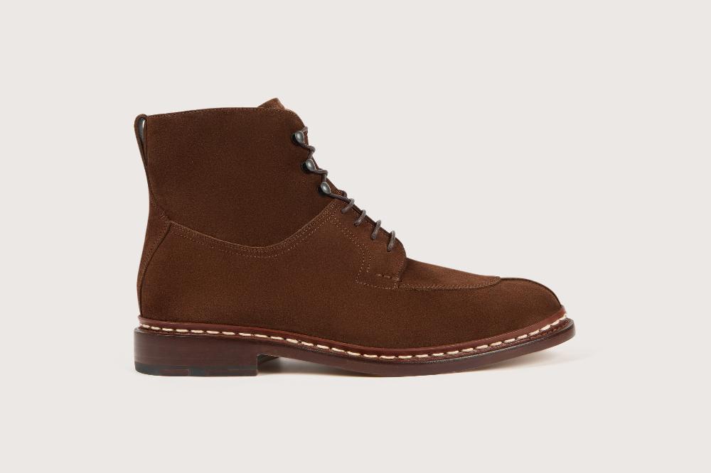 Heschung Bottine Homme Intemporelle à Bout Chasse En Velours Imperméable Coloris Cacao