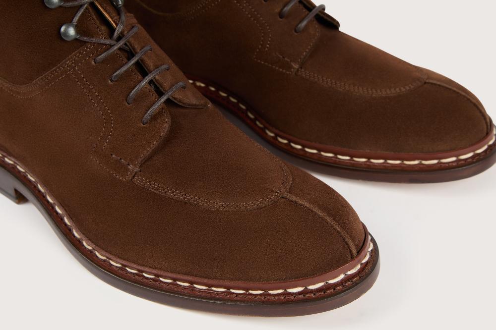Heschung Bottine Homme Intemporelle à Bout Chasse En Velours Imperméable Coloris Cacao