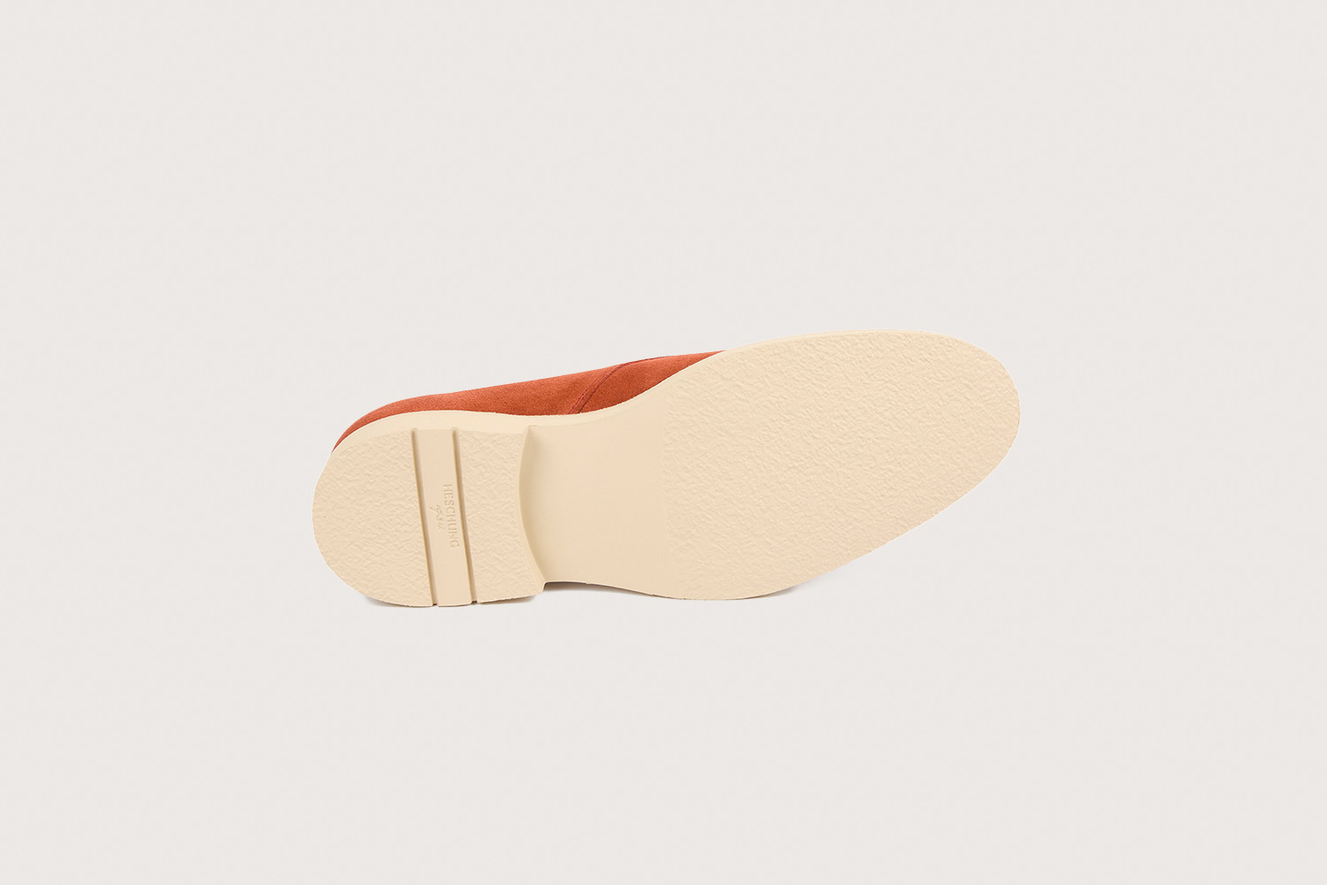 Heschung Bottines Homme En Veau Velours Rouille Semelle Gomme
