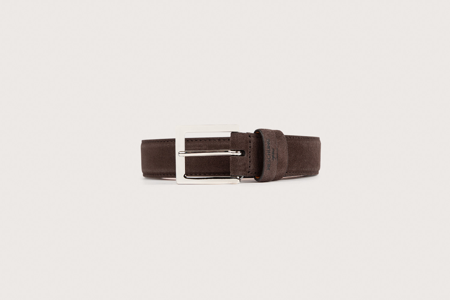 Heschung Ceinture Homme En Cuir Velours Moro Piquée
