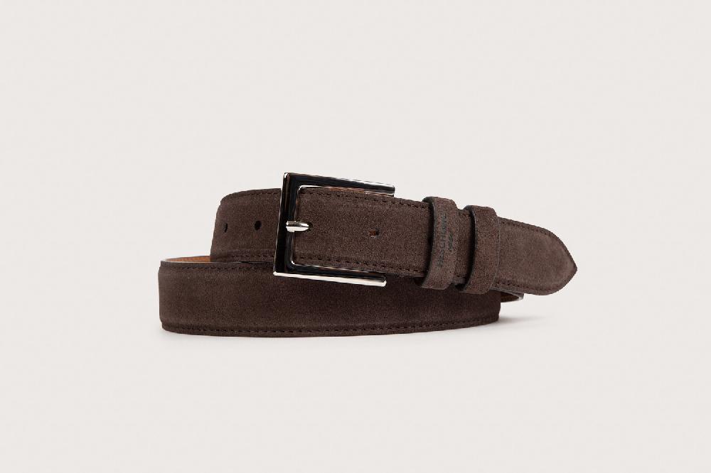 heschung Ceinture homme en cuir velours moro piquée