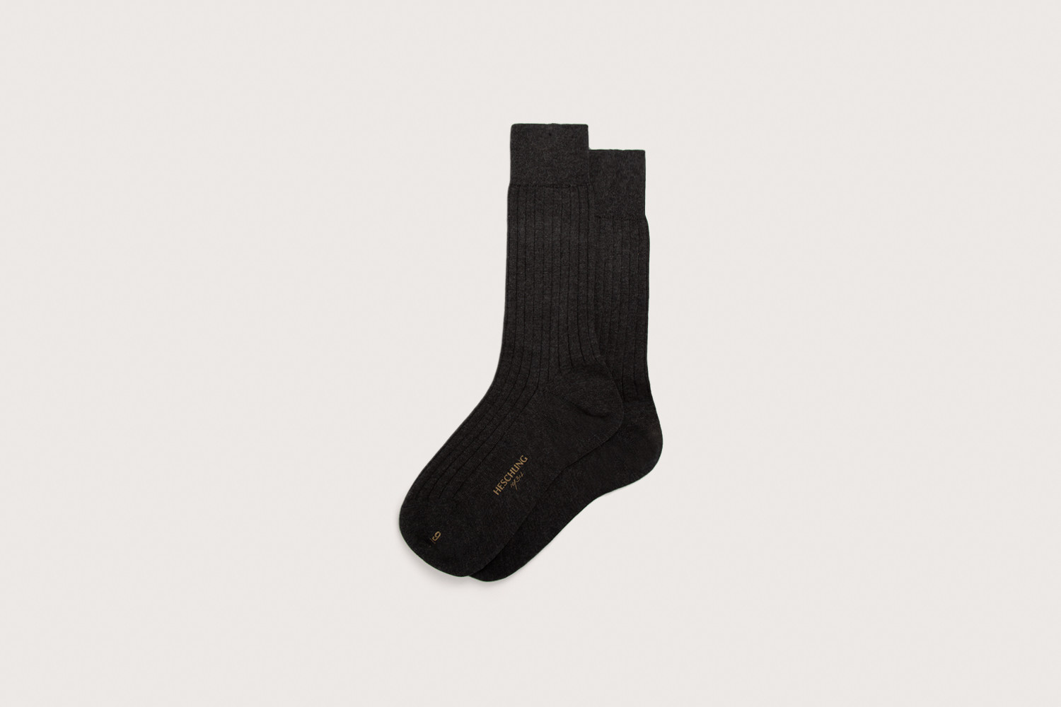 heschung Chaussettes Heschung pour homme/femme en coton gris foncé renforcées à l'avant et au talon