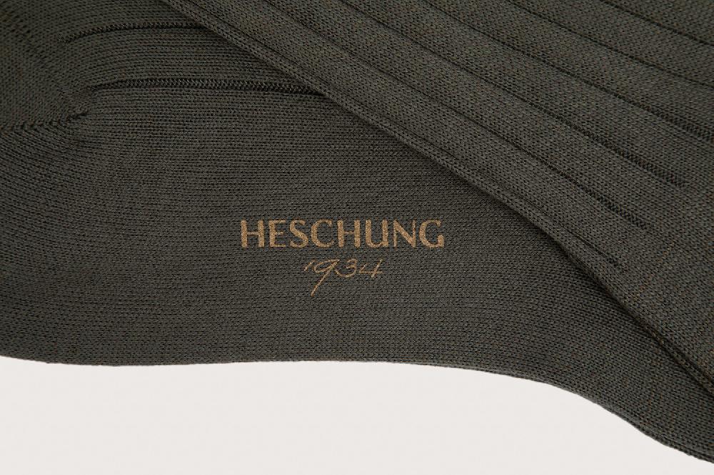 Heschung Chaussettes Heschung Pour Homme/femme En Coton Kaki Renforcées à L'avant Et Au Talon