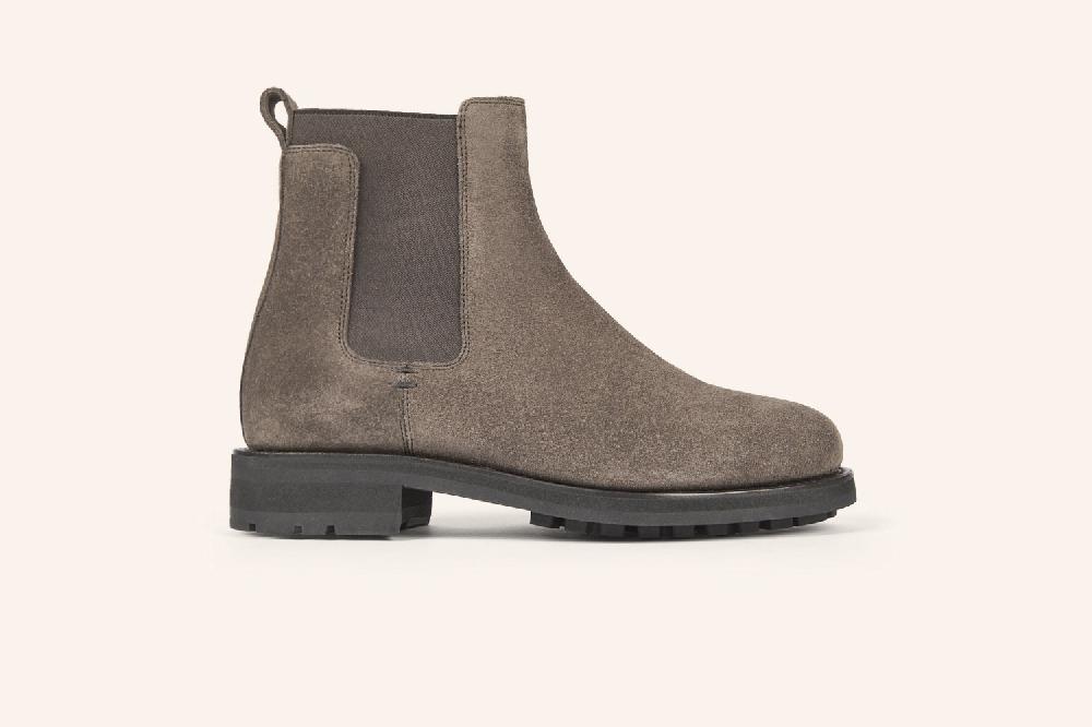 Heschung Chelsea Boots Femme Cosmos En Cuir Hydrovelours Acacia Sur Semelle Gomme
