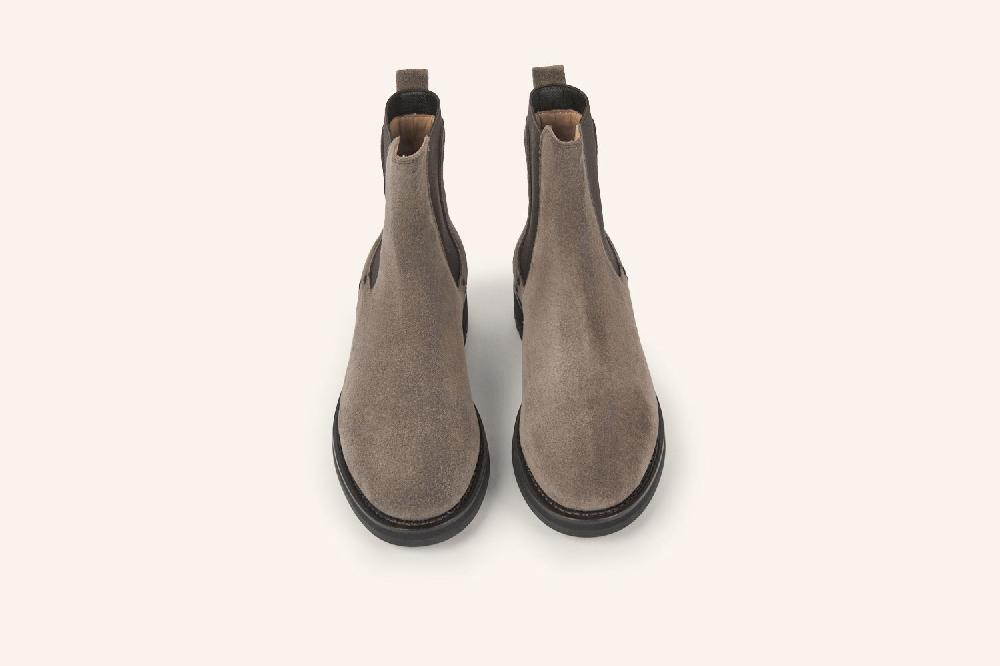 Heschung Chelsea Boots Femme Cosmos En Cuir Hydrovelours Acacia Sur Semelle Gomme