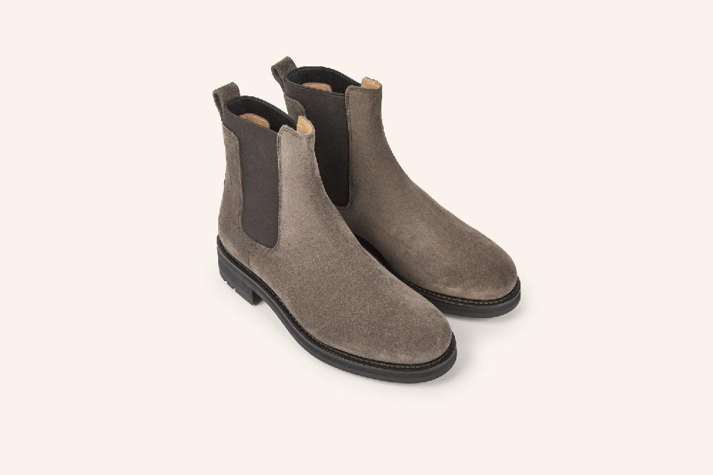 heschung Chelsea boots femme Cosmos en cuir hydrovelours acacia sur semelle gomme