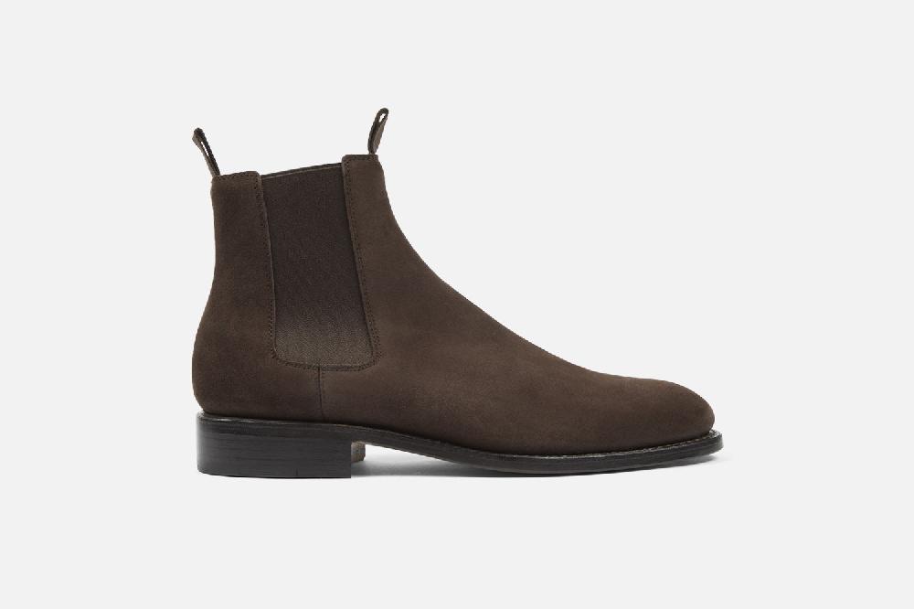 Heschung Chelsea-Boots Homme En Hydrovelours Marron élégantes Et Légères