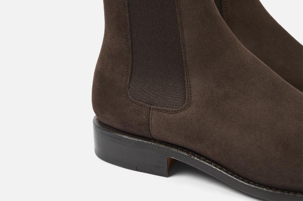 Heschung Chelsea-Boots Homme En Hydrovelours Marron élégantes Et Légères
