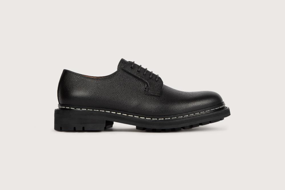 Heschung Derby Aronia En Cuir Beluga Noir Pour Homme Semelle Gomme