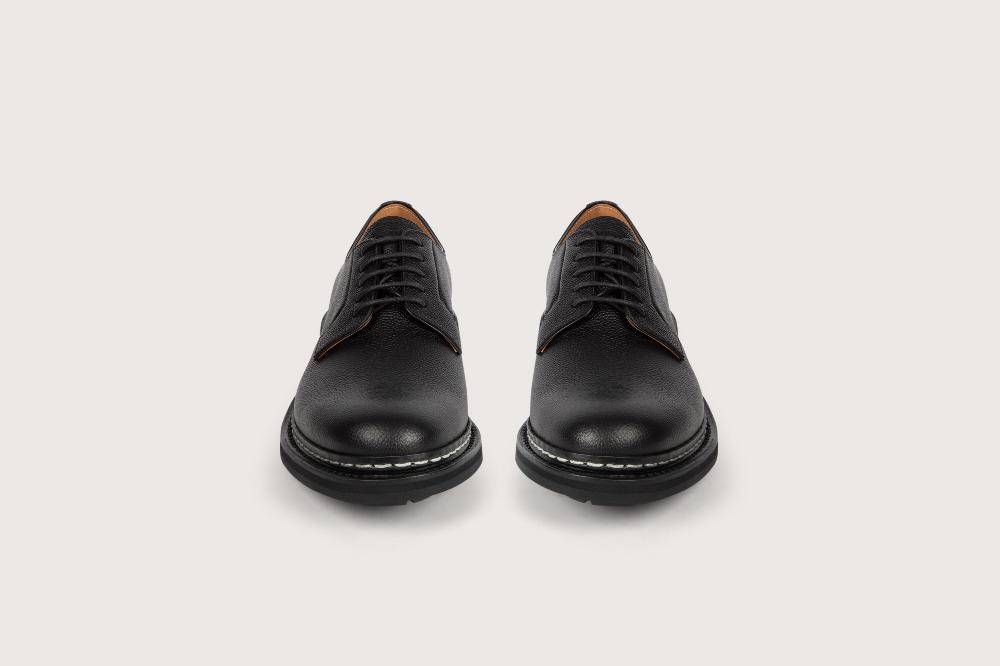 Heschung Derby Aronia En Cuir Beluga Noir Pour Homme Semelle Gomme