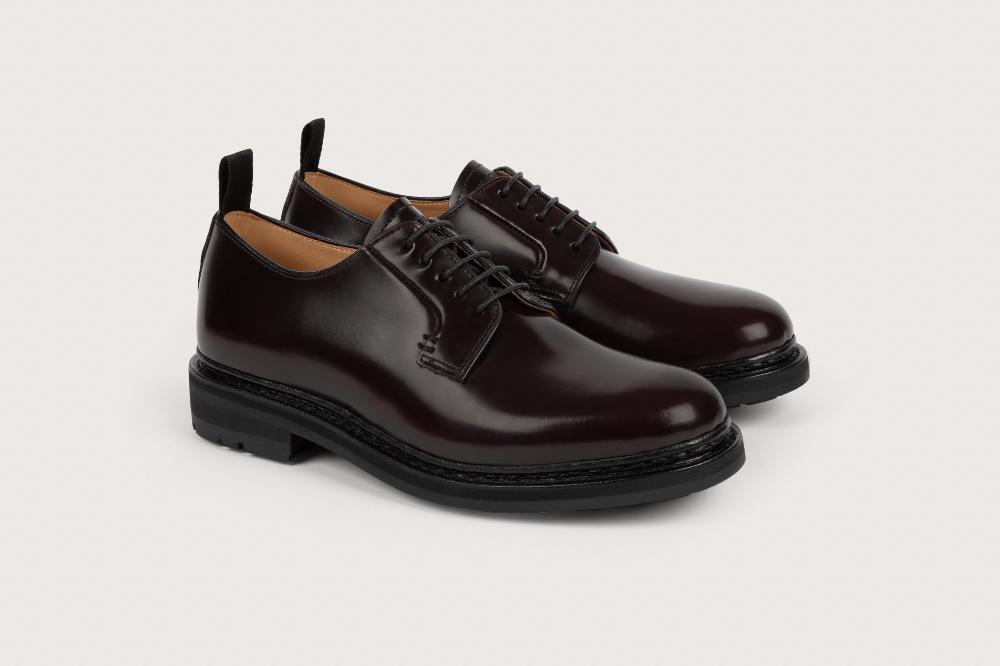 Heschung Derby Aronia En Cuir Brillant Aubergine Pour Femme Semelle Gomme