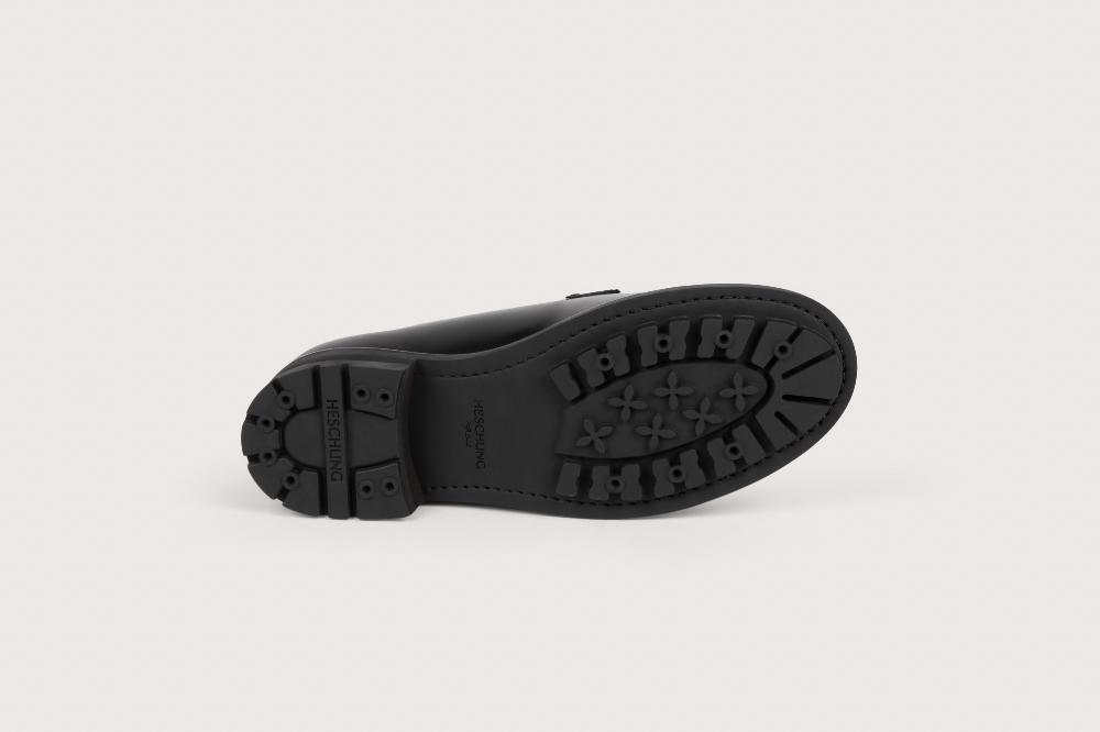 Heschung Derby Aronia En Cuir Brillant Noir Pour Femme Semelle Gomme