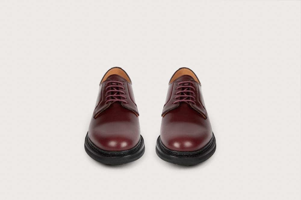 Heschung Derby Aronia En Cuir Lisse Bordeaux Pour Femme Semelle Gomme