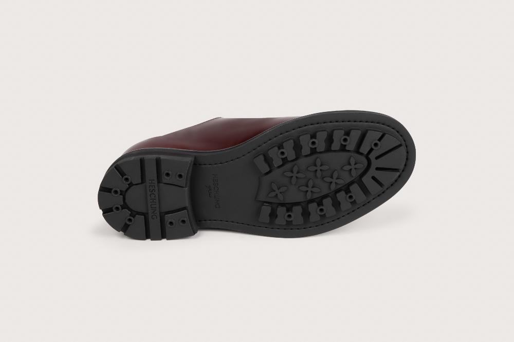 Heschung Derby Aronia En Cuir Lisse Bordeaux Pour Femme Semelle Gomme