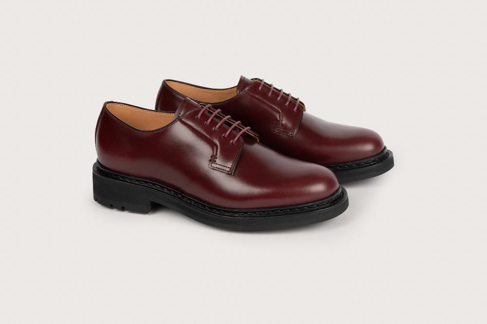 Heschung Derby Aronia En Cuir Lisse Bordeaux Pour Femme Semelle Gomme