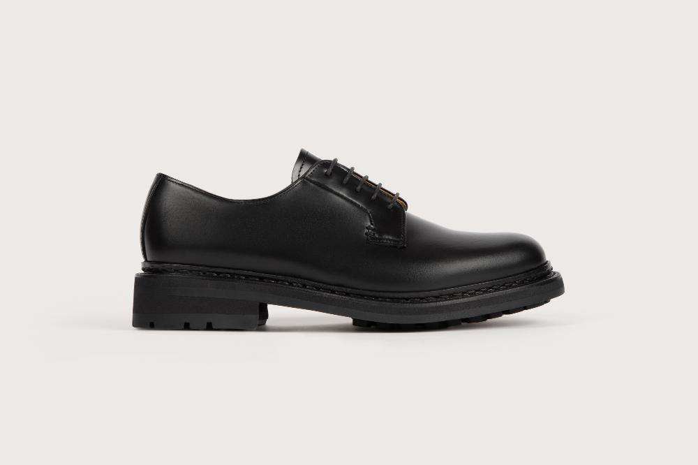 Heschung Derby Aronia En Cuir Lisse Noir Pour Femme Semelle Gomme