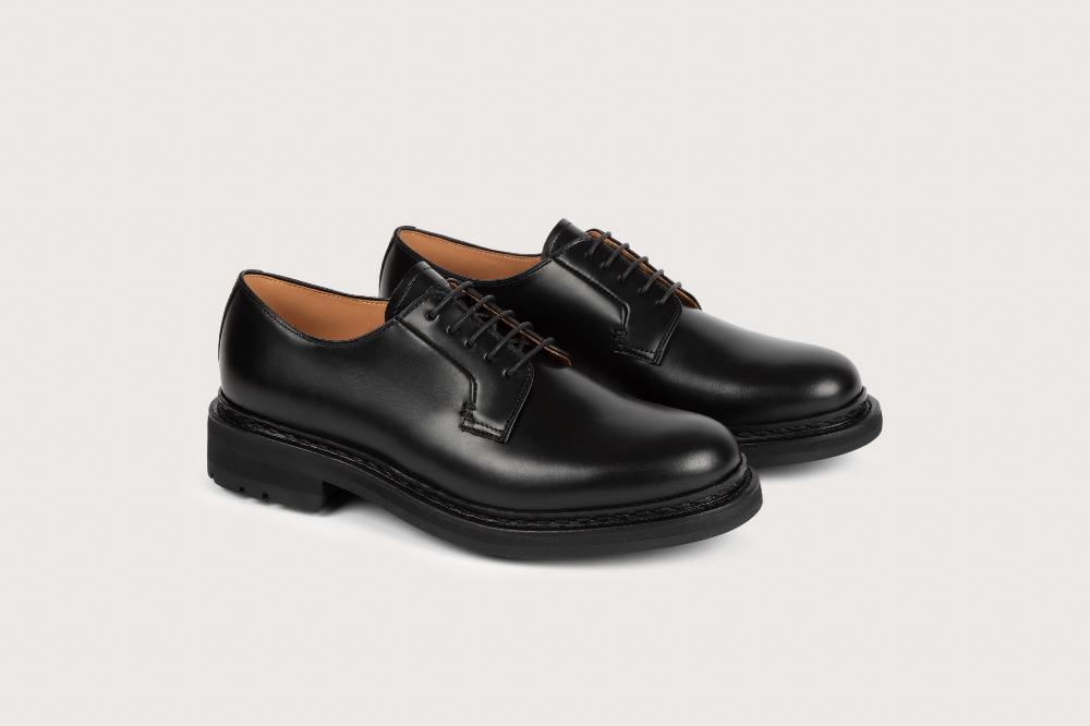 Heschung Derby Aronia En Cuir Lisse Noir Pour Femme Semelle Gomme