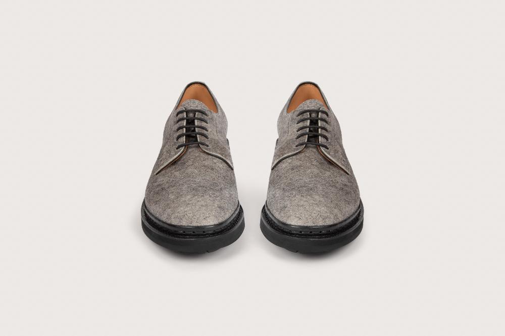 Heschung Derby Aronia Femme En Cuir De Veau Velours Feutre Sur Semelle Gomme