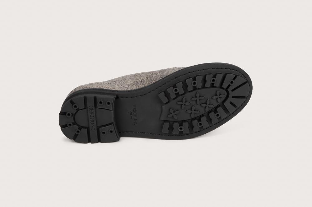 Heschung Derby Aronia Femme En Cuir De Veau Velours Feutre Sur Semelle Gomme