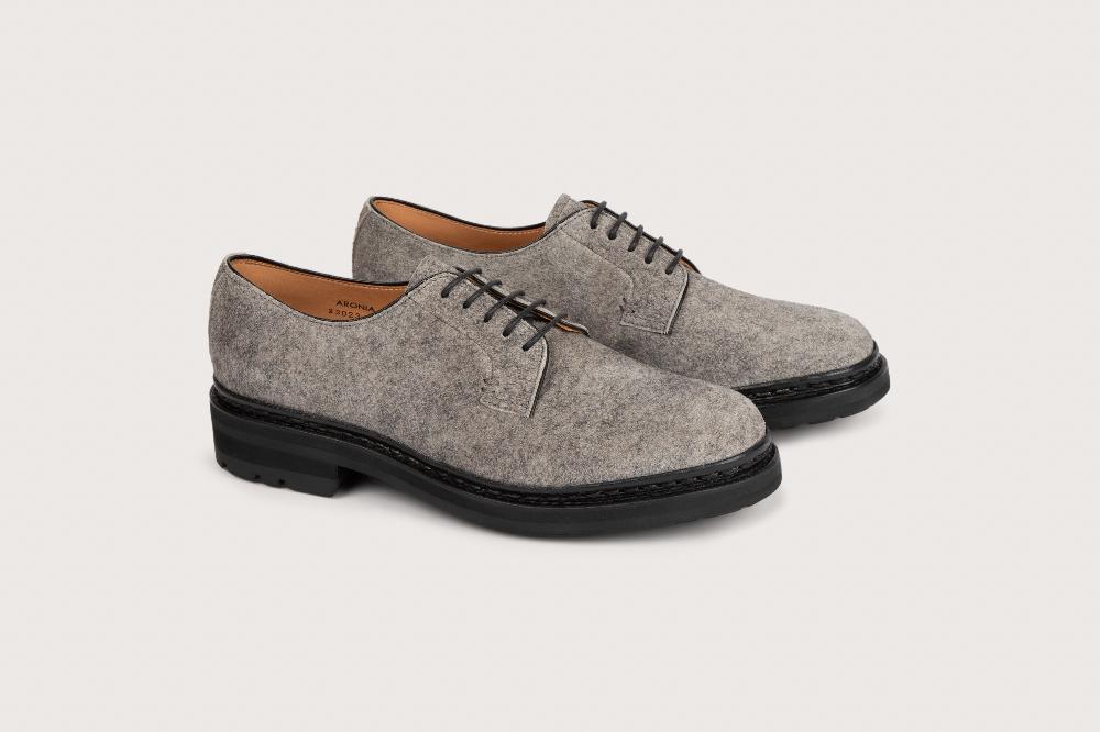 heschung Derby Aronia femme en cuir de veau velours feutre sur semelle gomme