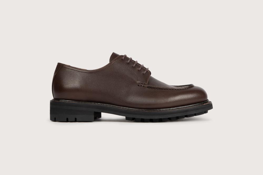 Heschung Derby En Cuir Anilcalf Pour Homme Semelle Gomme Coloris Café