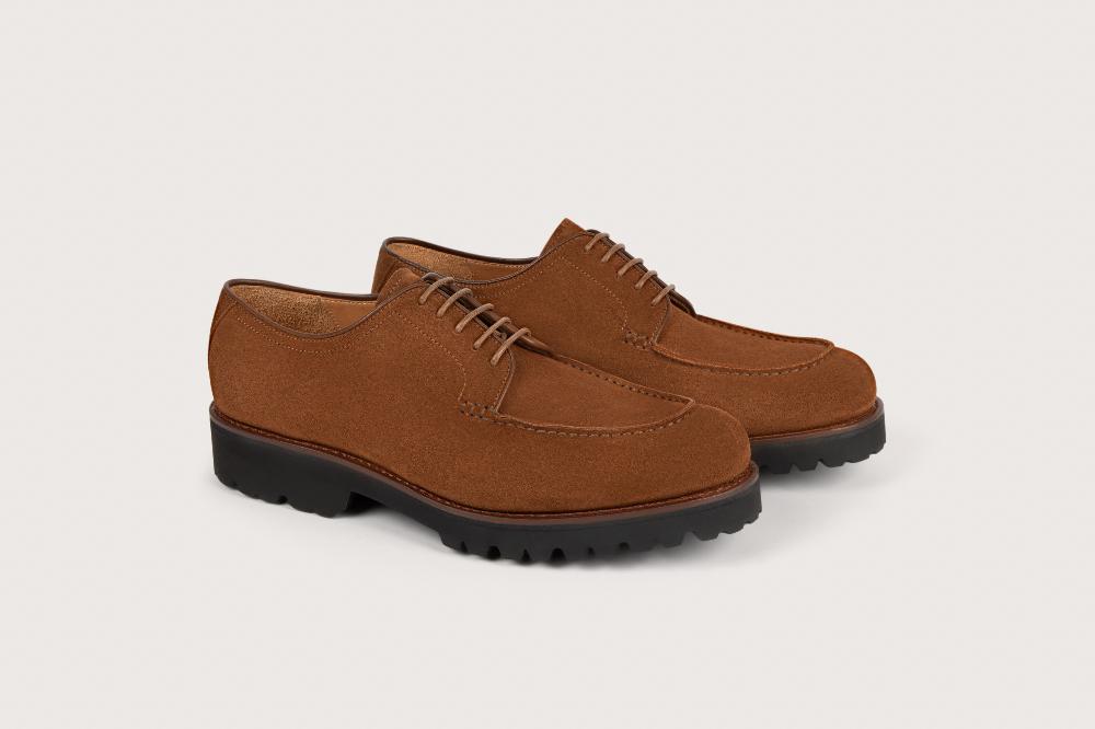 heschung Derby en cuir de veau pour homme semelle gomme coloris cigare