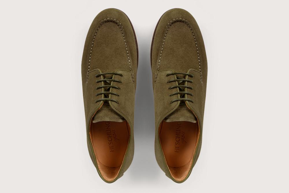 Heschung Derby En Cuir De Veau Pour Homme Semelle Gomme Coloris Kaki