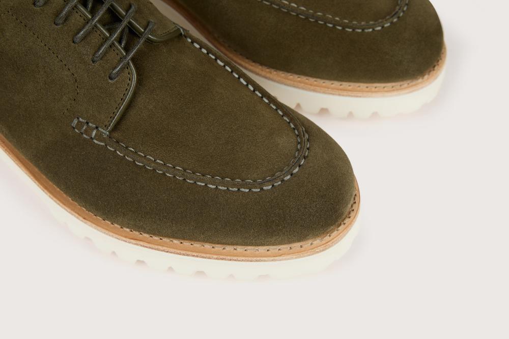 Heschung Derby En Cuir De Veau Pour Homme Semelle Gomme Coloris Kaki