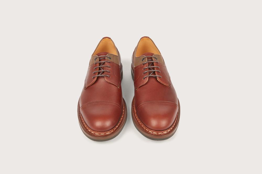 Heschung Derby En Cuir Suportlo Et Toile Pour Homme Semelle Gomme Coloris Expresso