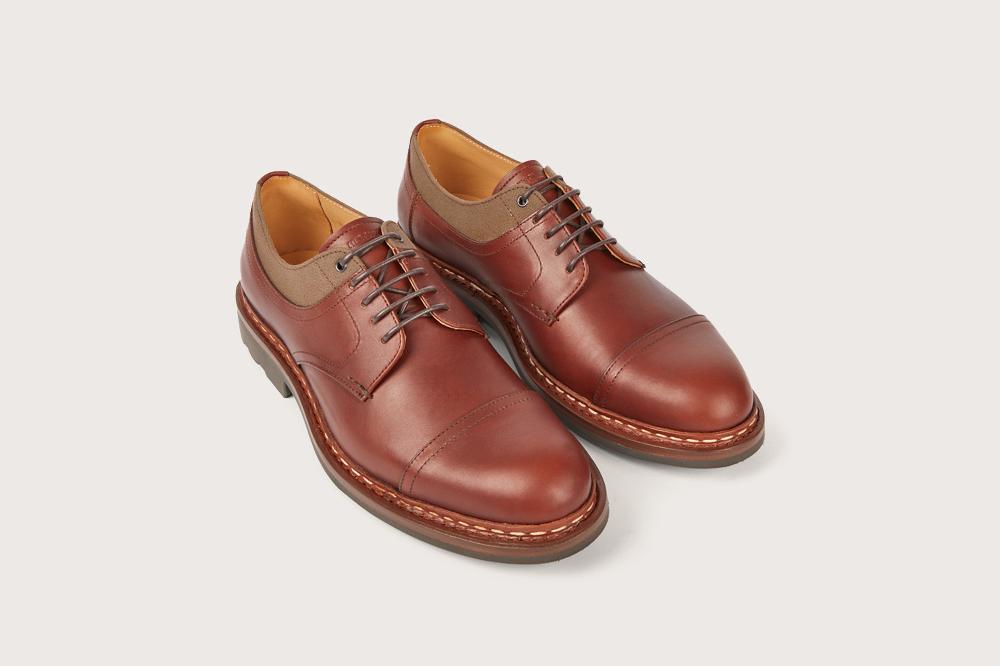 heschung Derby en cuir suportlo et toile pour homme semelle gomme coloris expresso