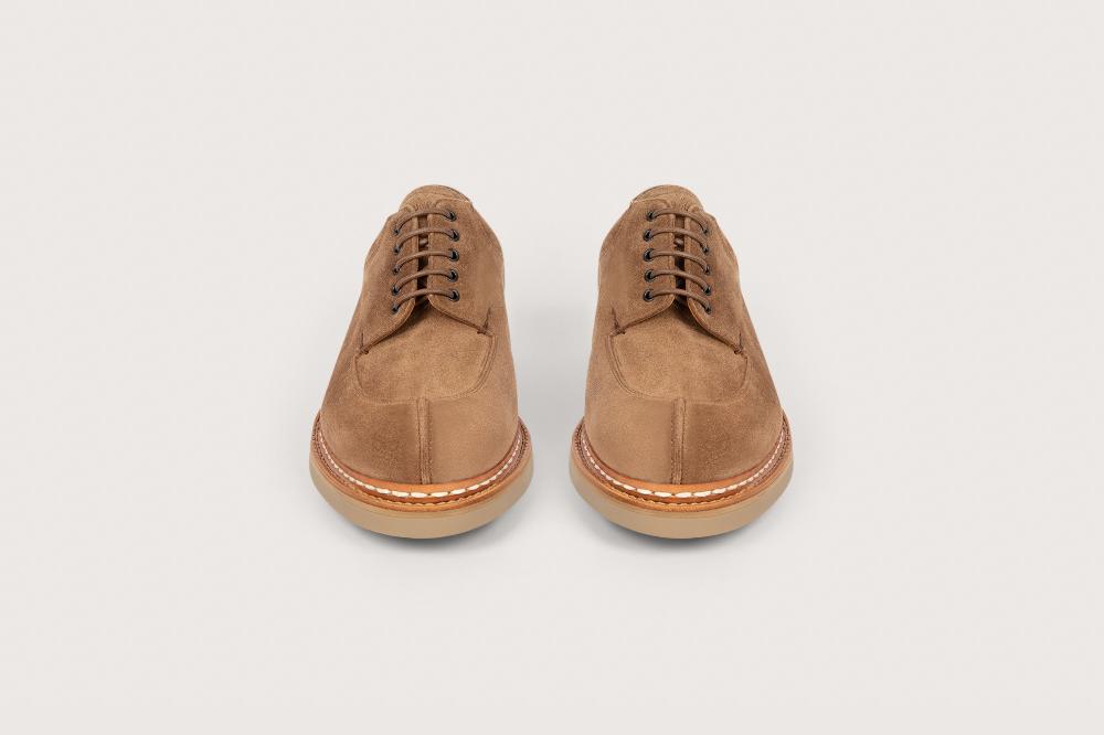 Heschung Derby En Cuir Veau Velours Imperméable Pour Homme Semelle Gomme Coloris Terre