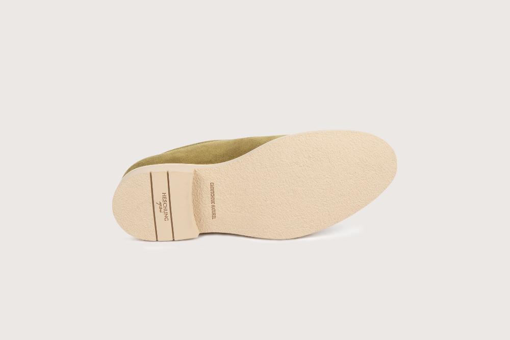 Heschung Derby En Cuir Veau Velours Imperméable Pour Homme Semelle Gomme Coloris Vert Mousse