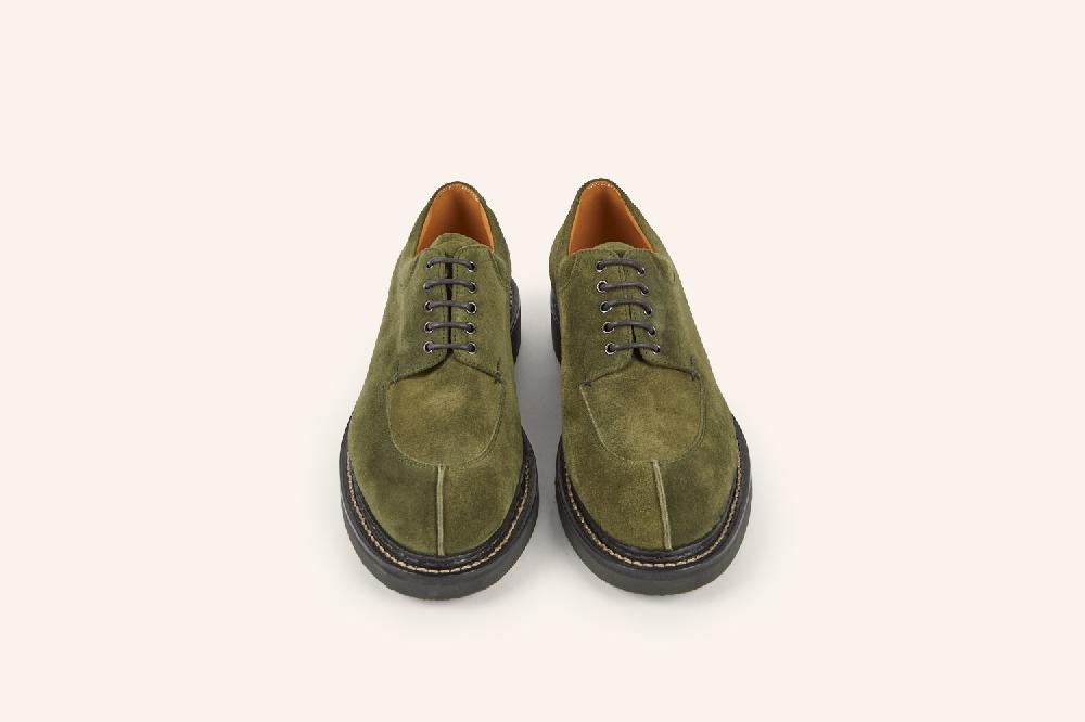 Heschung Derby En Cuir Veau Velours Imperméable Pour Homme Semelle Gomme Coloris Sapin