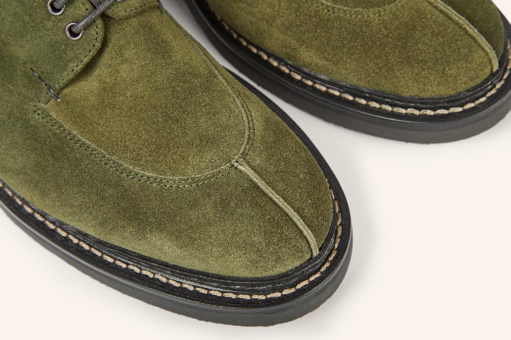 Heschung Derby En Cuir Veau Velours Imperméable Pour Homme Semelle Gomme Coloris Sapin