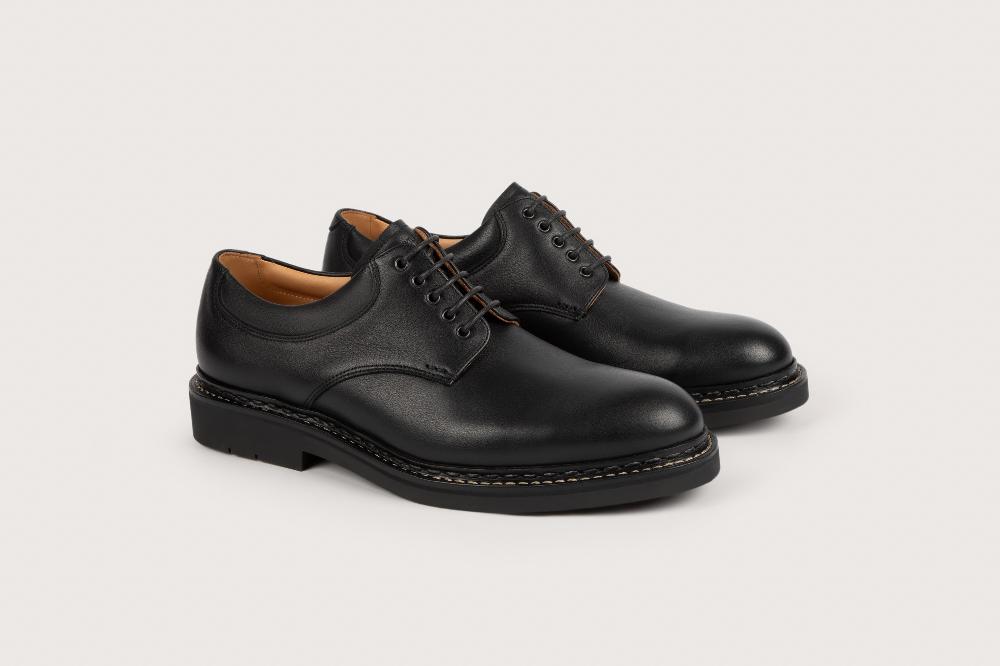 heschung Derby en veau grainé pour homme semelle gomme coloris acacia