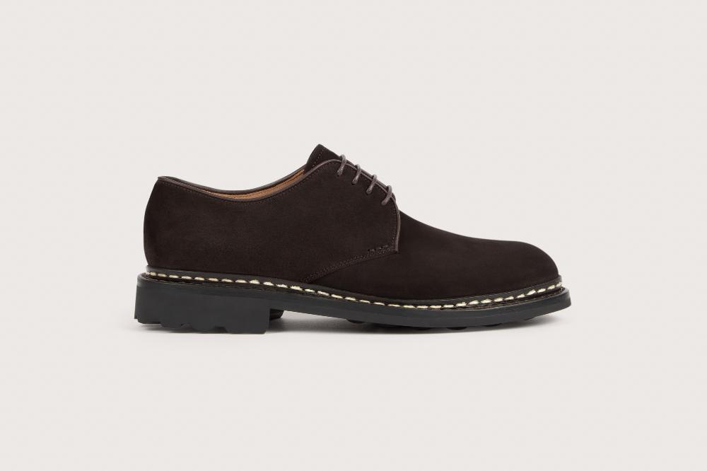 Heschung Derby En Veau Velours Imperméable Pour Homme Semelle Gomme Coloris Moro