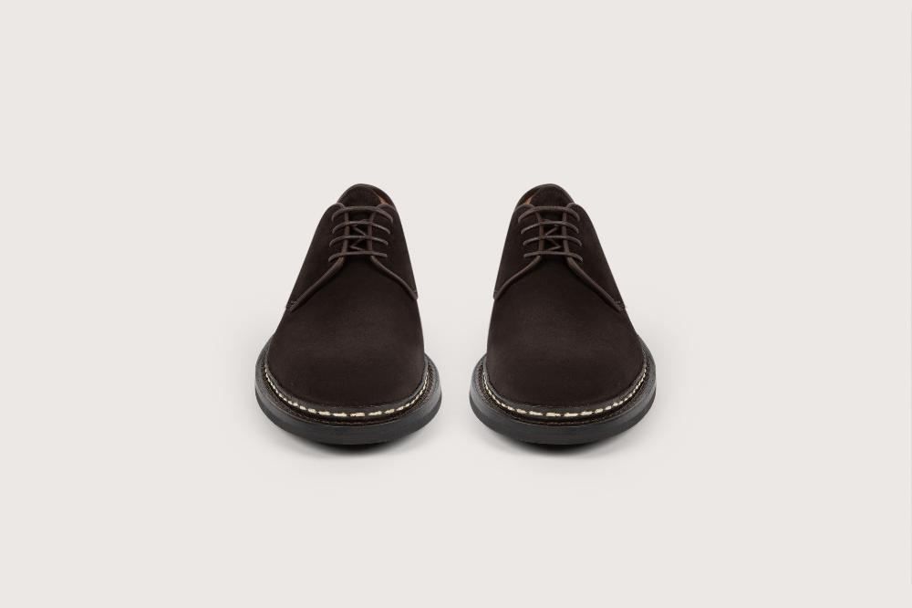 Heschung Derby En Veau Velours Imperméable Pour Homme Semelle Gomme Coloris Moro