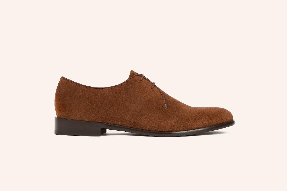 Heschung Derby En Veau Velours Pour Homme Semelle Cuir Coloris Noisette