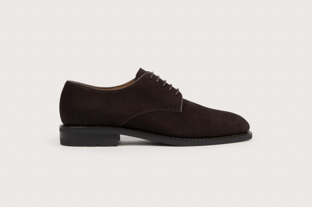 Heschung Derby En Veau Velours Pour Homme Semelle Gomme Coloris Moro