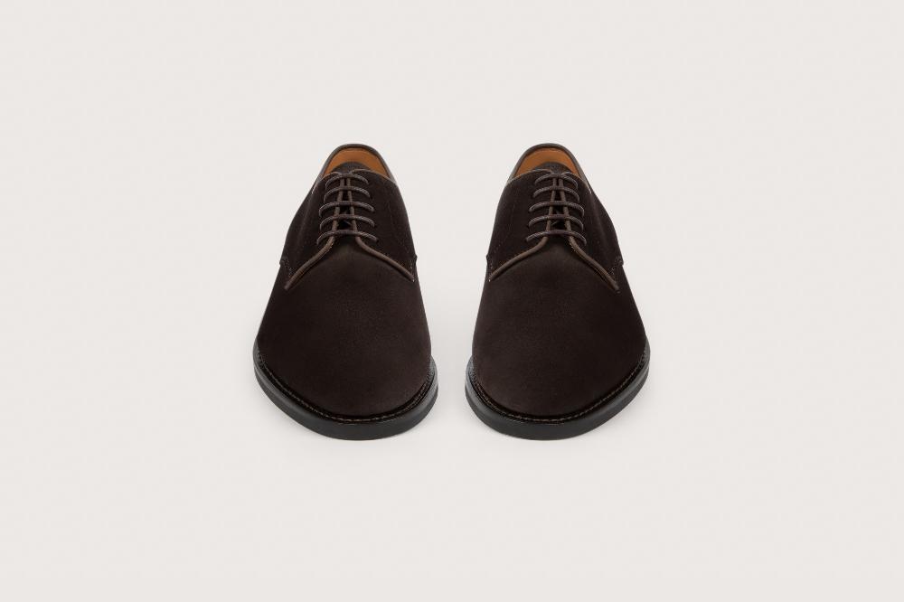 Heschung Derby En Veau Velours Pour Homme Semelle Gomme Coloris Moro