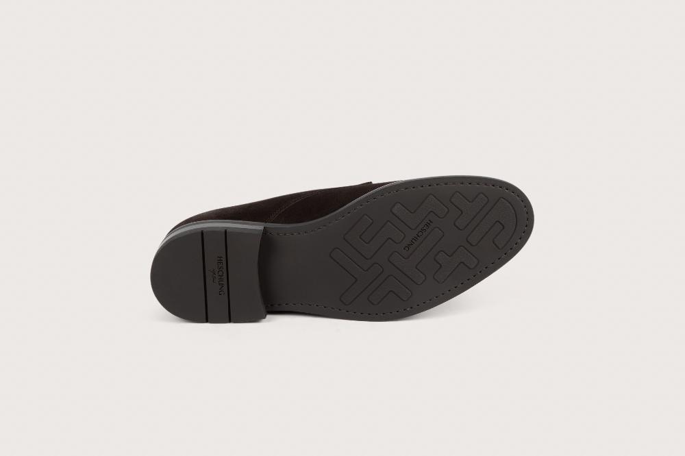 Heschung Derby En Veau Velours Pour Homme Semelle Gomme Coloris Moro