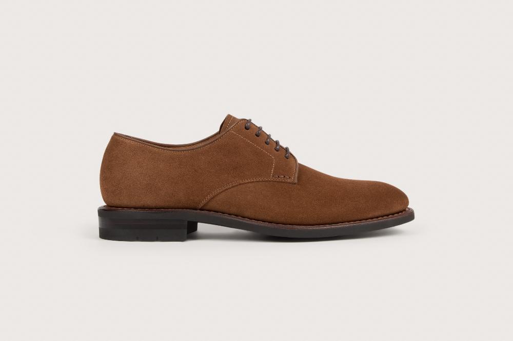 Heschung Derby En Veau Velours Pour Homme Semelle Gomme Coloris Cigare