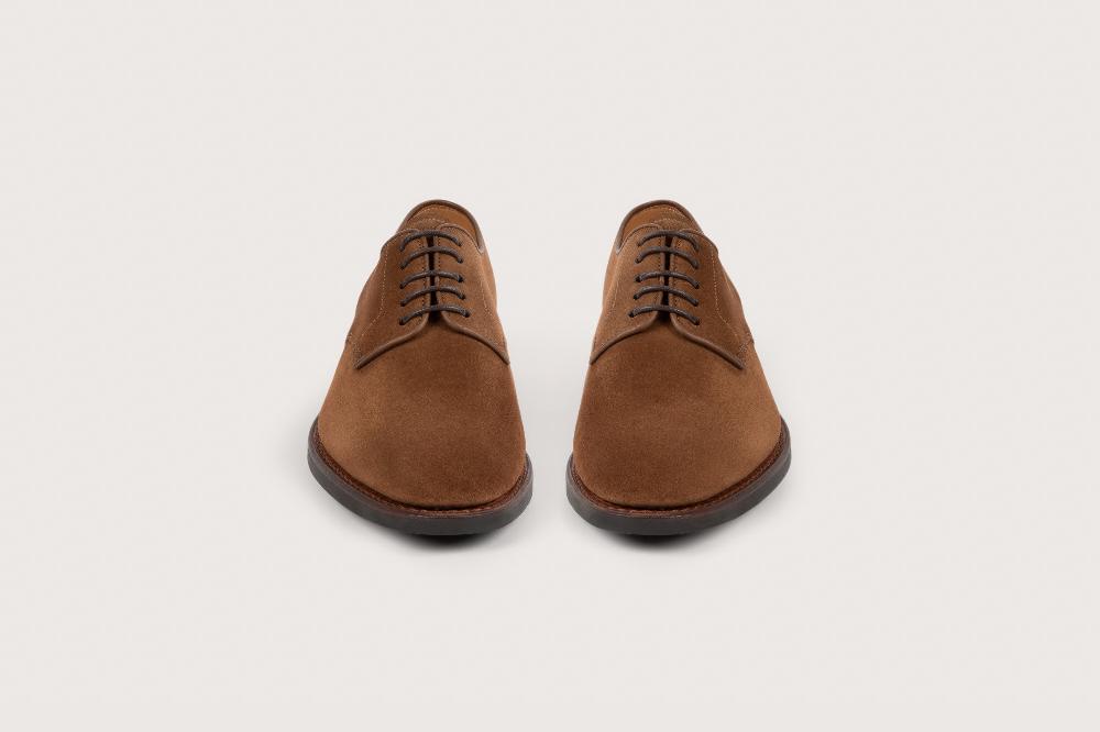 Heschung Derby En Veau Velours Pour Homme Semelle Gomme Coloris Cigare