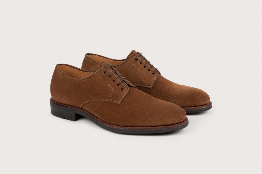 heschung Derby en veau velours pour homme semelle gomme coloris cigare