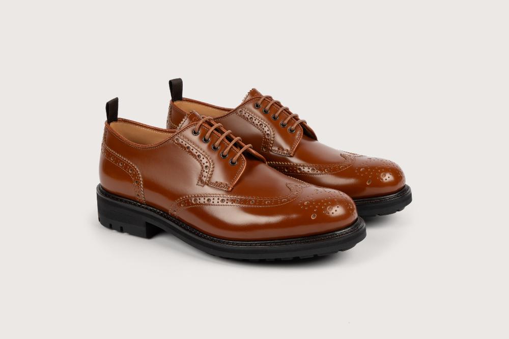 heschung Derby en veau Windsor pour homme semelle gomme coloris cognac