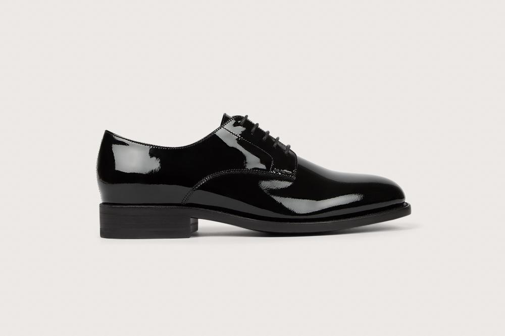 Heschung Derby Femme Aralia En Cuir Glacé Noir Semelle Cuir