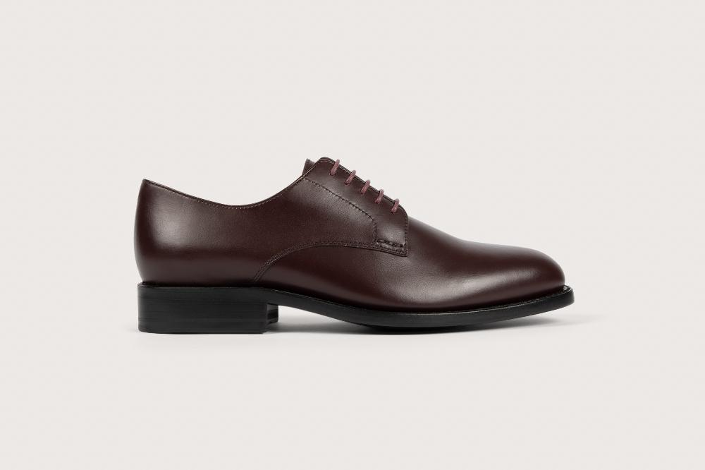 Heschung Derby Femme Aralia En Cuir Transparent Et Souple Aubergine Semelle Cuir