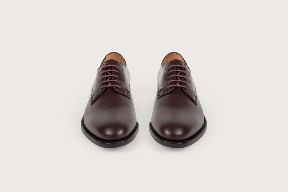 Heschung Derby Femme Aralia En Cuir Transparent Et Souple Aubergine Semelle Cuir