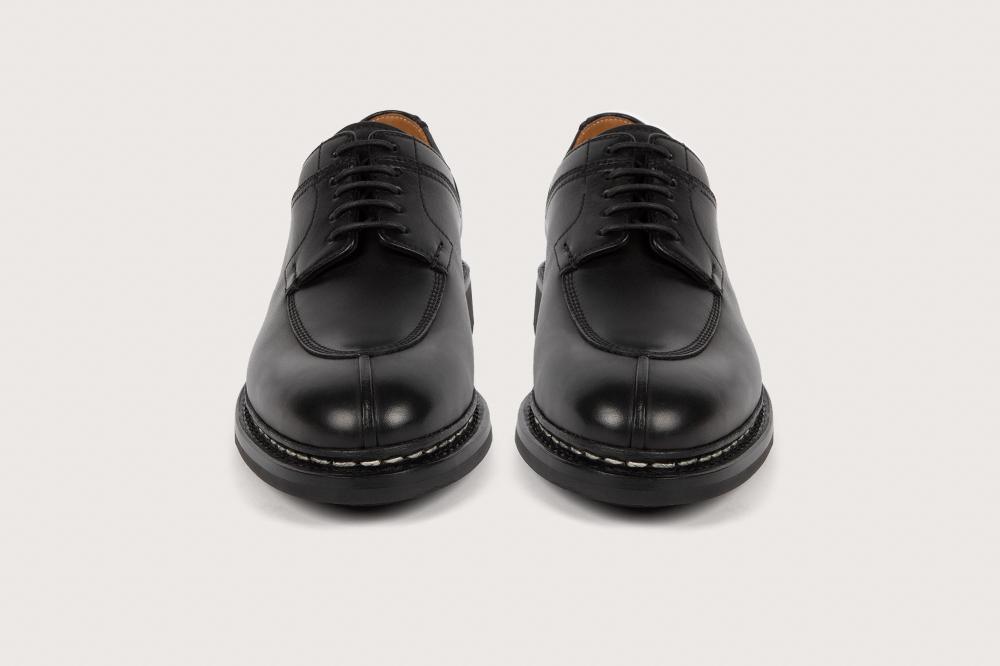 Heschung Derby Femme En Cuir Anilcalf Noir Sur Semelle Gomme