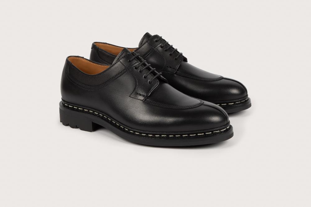 heschung Derby femme en cuir anilcalf noir sur semelle gomme heschung Derby femme en cuir anilcalf noir sur semelle gomme